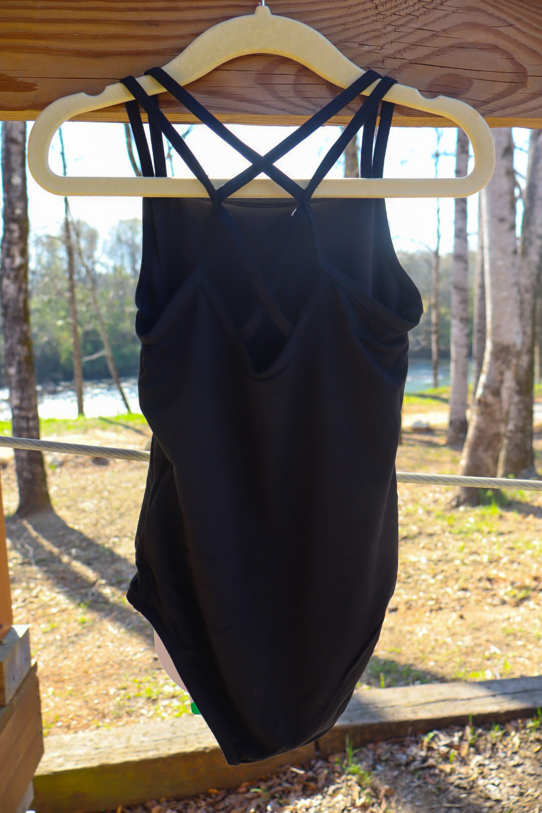 Girls Criss Cross Black Leotard