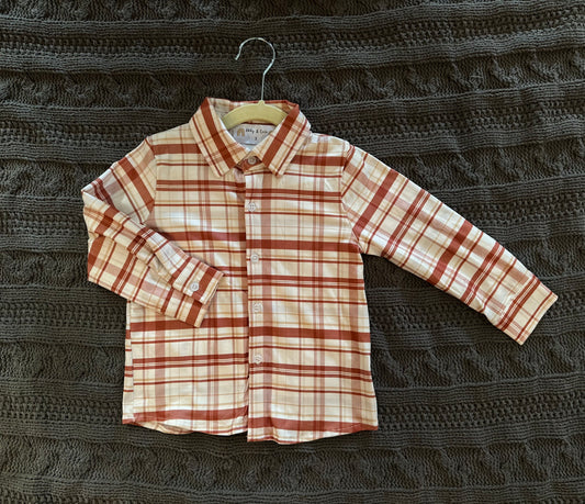 Orange Plaid Button Down Shirt