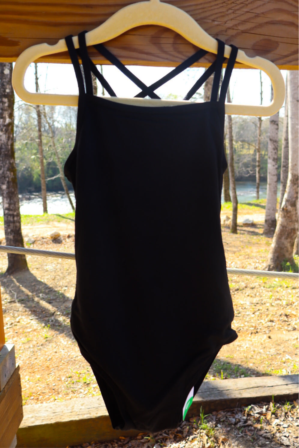 Girls Criss Cross Black Leotard
