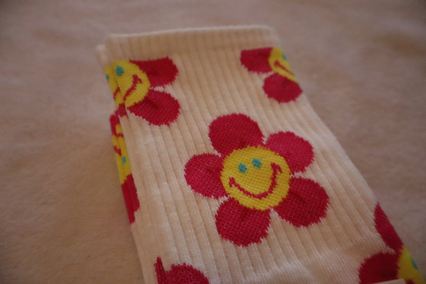 Happy Face Flower Socks