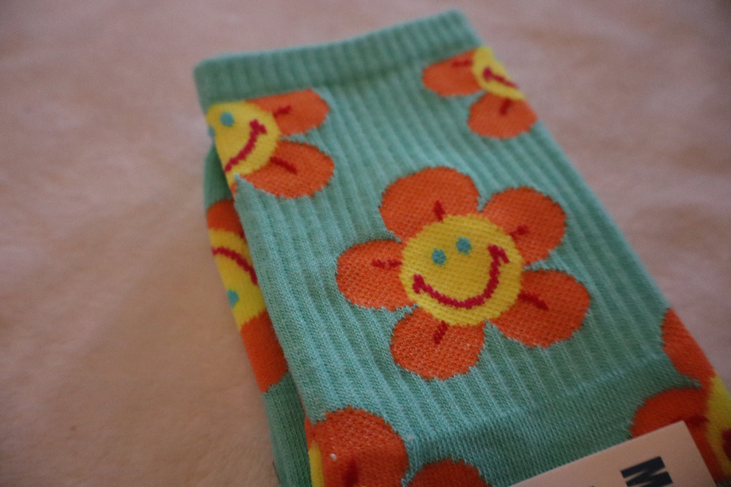 Happy Face Flower Socks