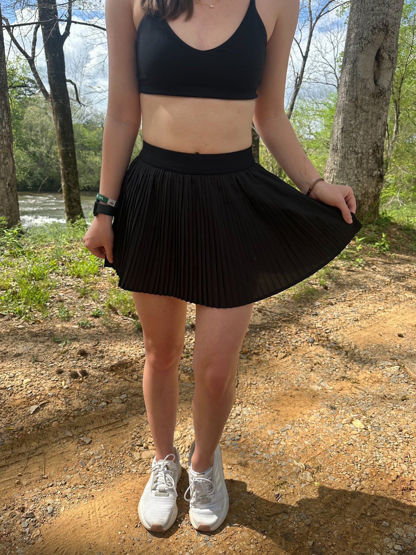 Black Pleated Active Tennis Skirt
