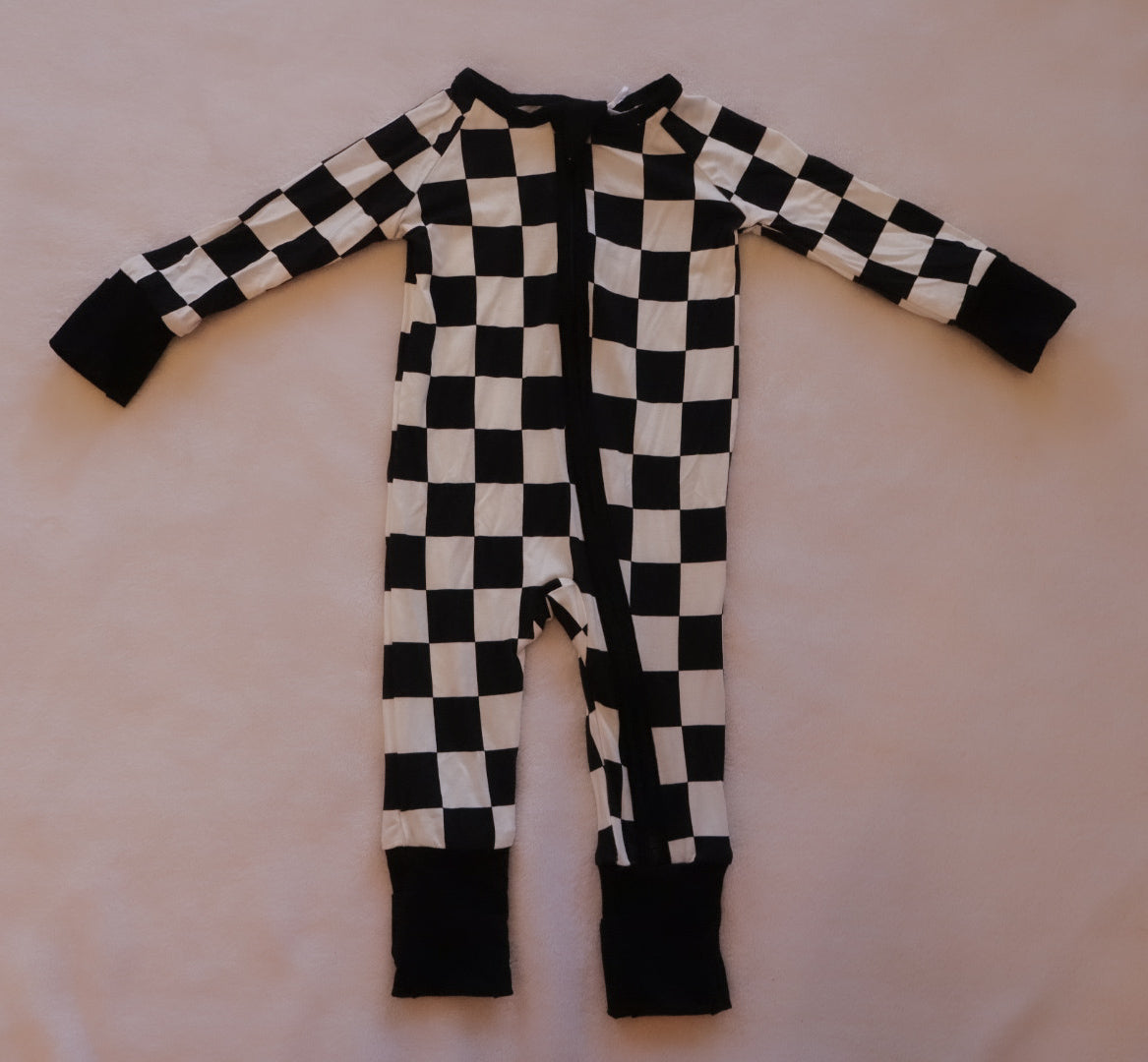 Black Checkered Bamboo Romper