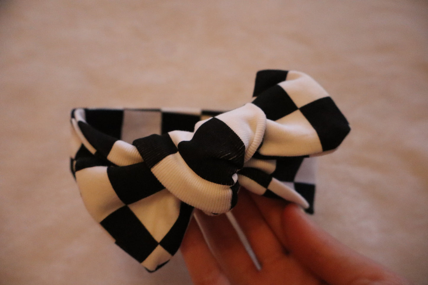 Children’s Black Checkered Bow Headband