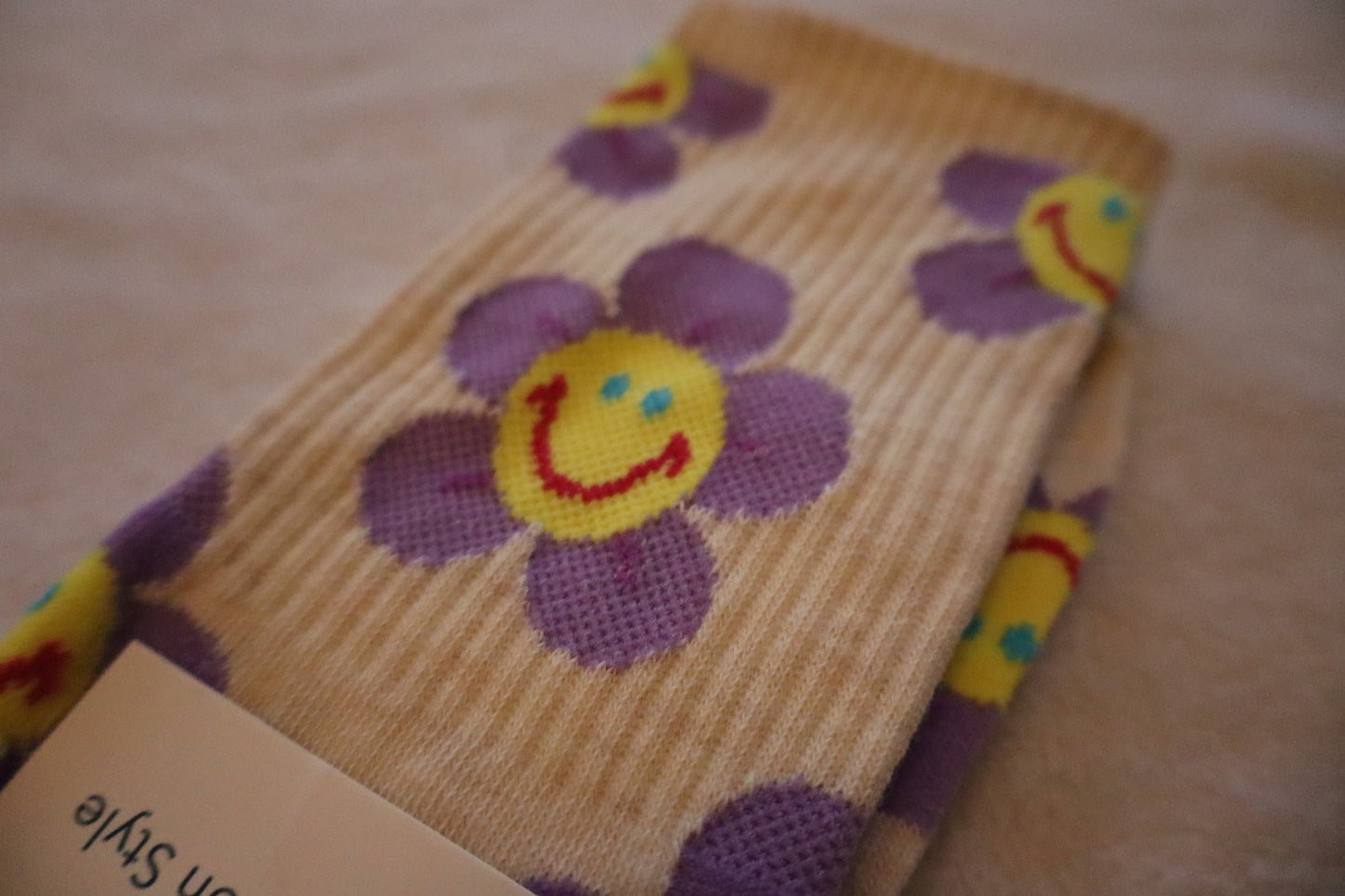 Happy Face Flower Socks