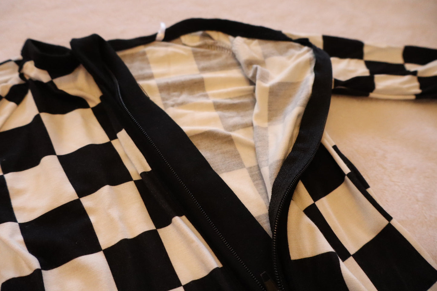 Black Checkered Bamboo Romper