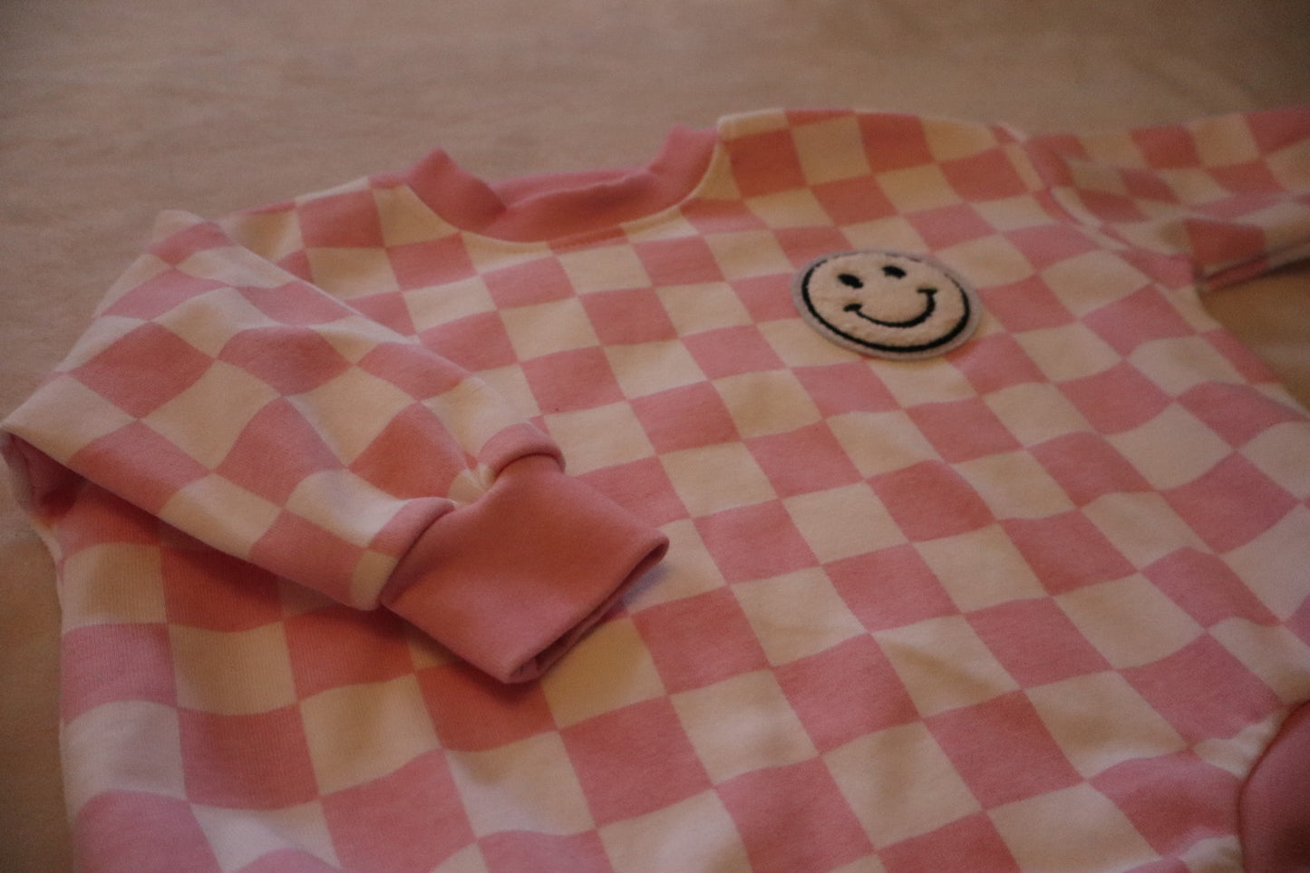 Pink Checkered Bubble Romper