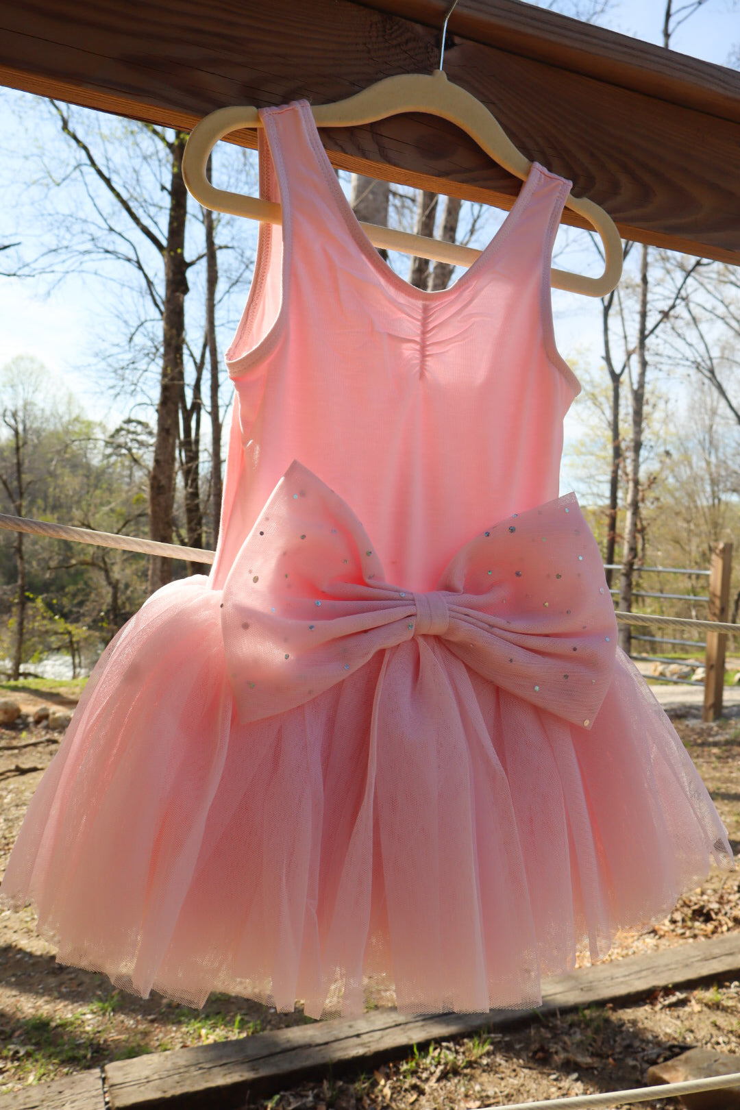 Girls Pink Bow Tutu Leotard