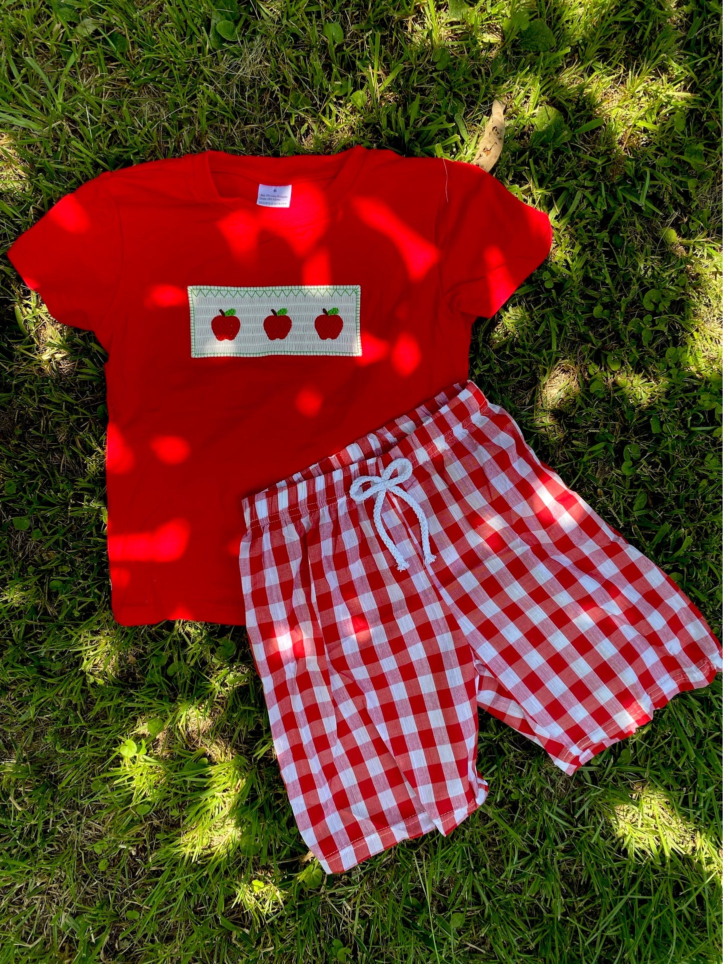 Boy’s Back To School Smocked Apple Set
