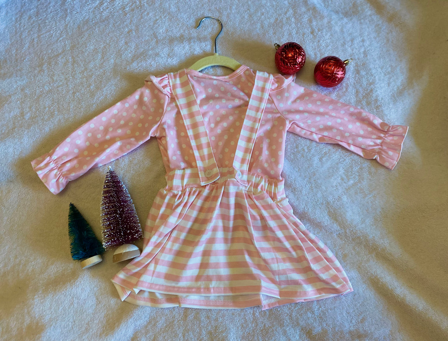 Girls Pink Santa Claus Dress Set