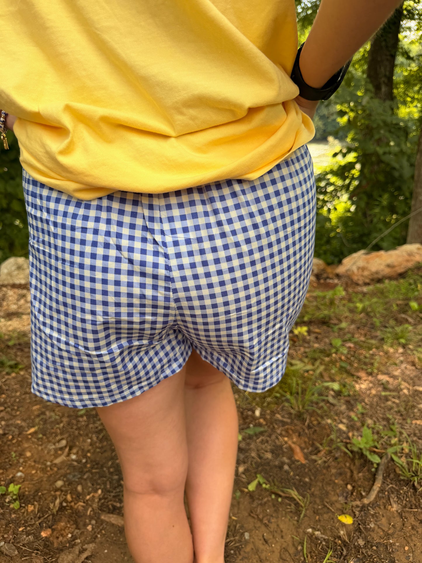 Blue Gingham Boxer Shorts