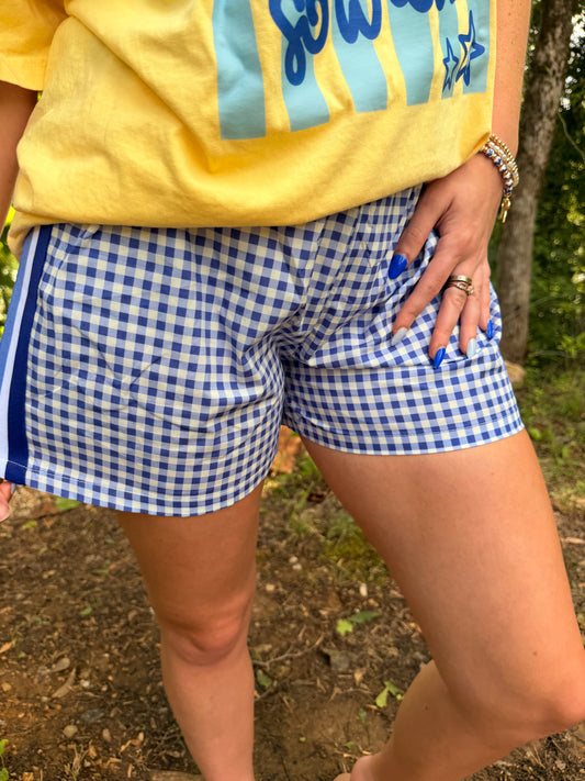 Blue Gingham Boxer Shorts