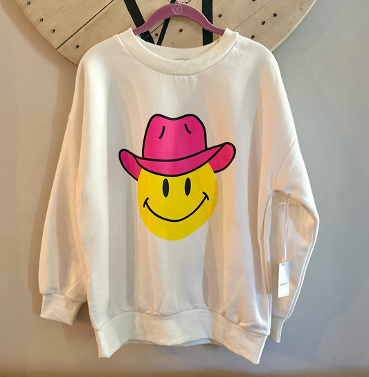 Pink Cowboy Happy Face Sweatshirt