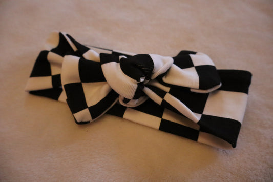 Children’s Black Checkered Bow Headband