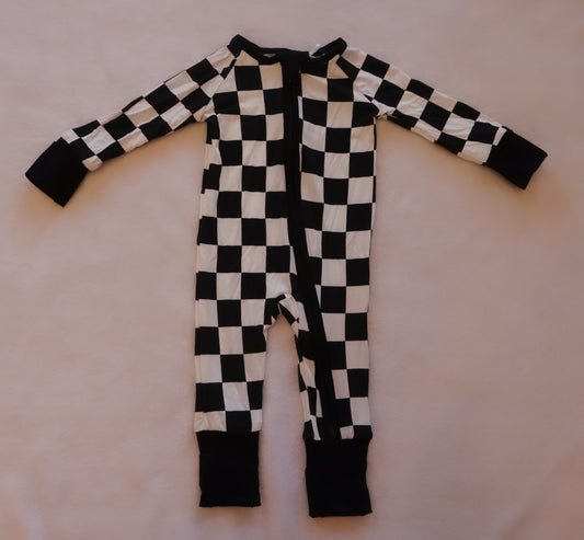 Black Checkered Bamboo Romper