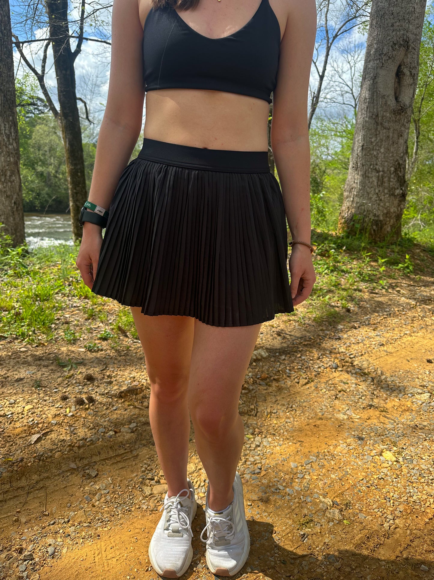 Black Pleated Active Tennis Skirt