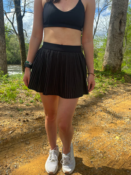 Black Pleated Active Tennis Skirt