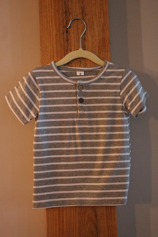 Boys Striped Gray/White Tee