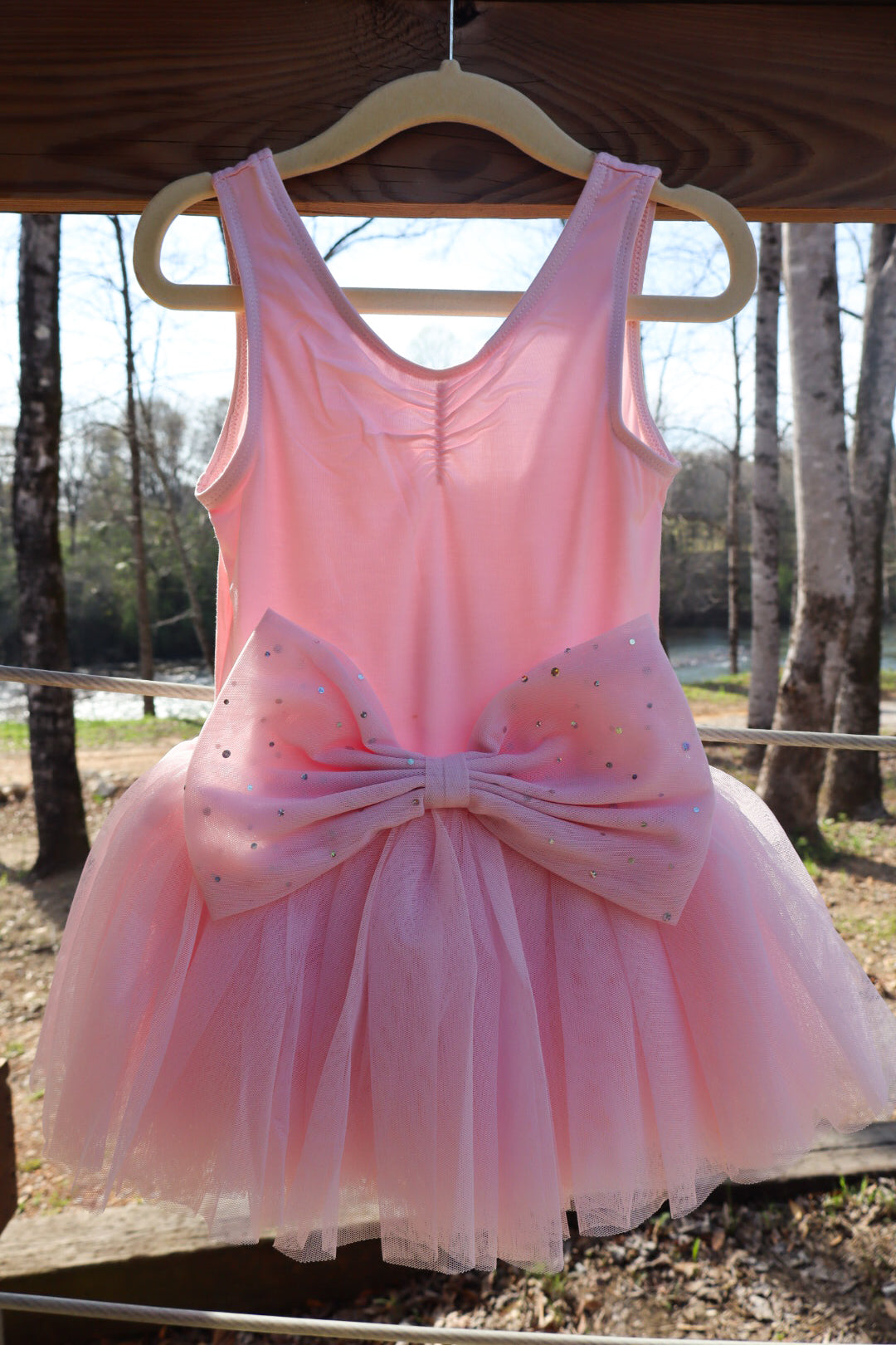 Girls Pink Bow Tutu Leotard