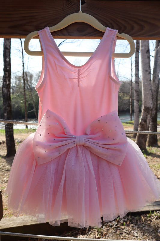 Girls Pink Bow Tutu Leotard